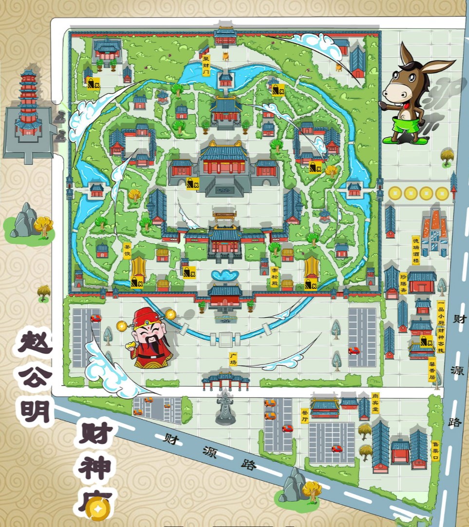 珲春寺庙类手绘地图